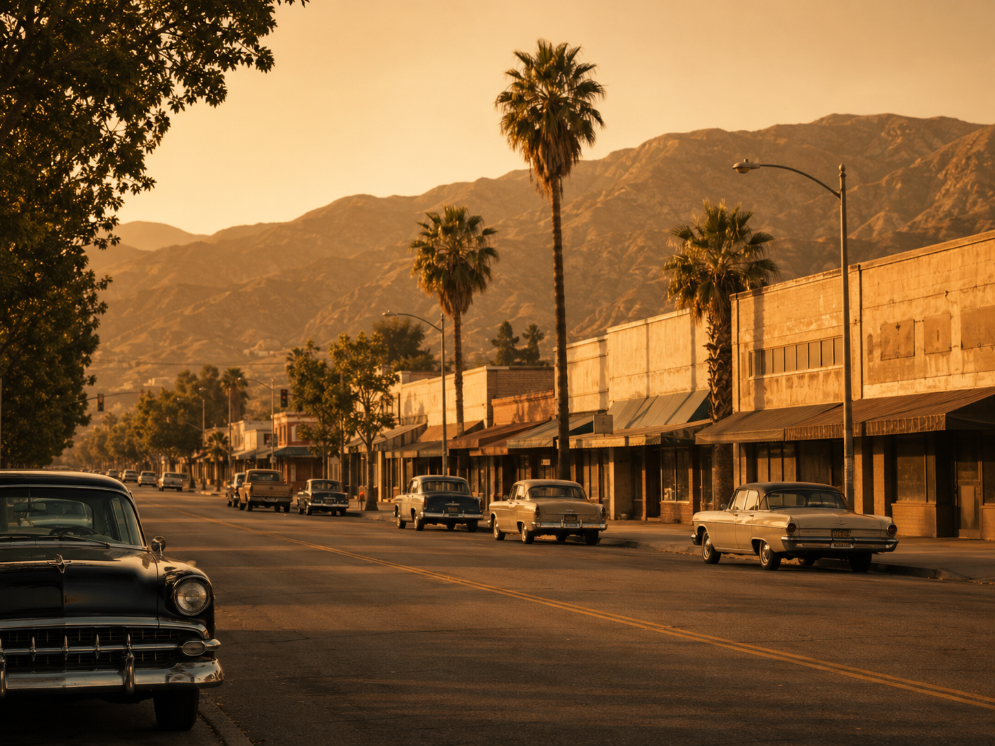 Historic Huntington Drive in Duarte showing Route 66 local road heritage