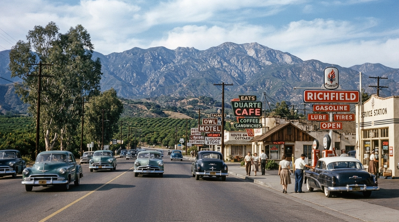 Route 66 in Duarte along historic Huntington Drive